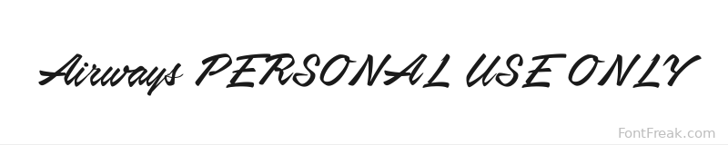 Airways PERSONAL USE ONLY font preview