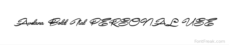 Avelana Bold Ital PERSONAL USE font preview