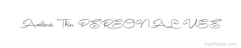 Avelana Thin PERSONAL USE font preview