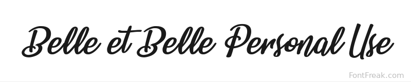 Belle et Belle Personal Use font preview