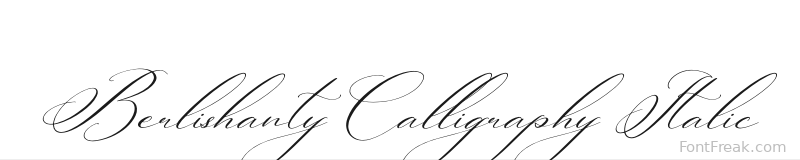 Berlishanty Calligraphy Italic font preview
