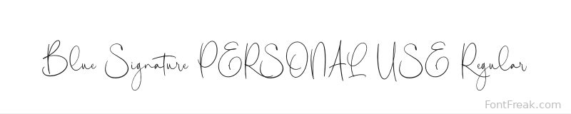 Blue Signature PERSONAL USE Regular font preview