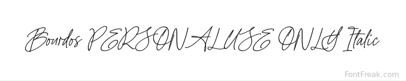 Bourdos PERSONAL USE ONLY Italic font preview