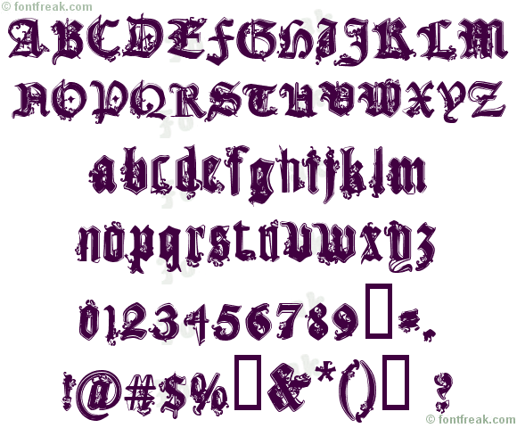 CF Gothika Regular — all characters