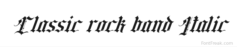 Classic rock band Italic font preview
