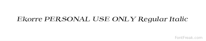 Ekorre PERSONAL USE ONLY Regular Italic font preview