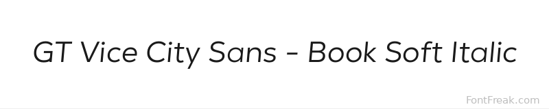 GT Vice City Sans - Book Soft Italic font preview