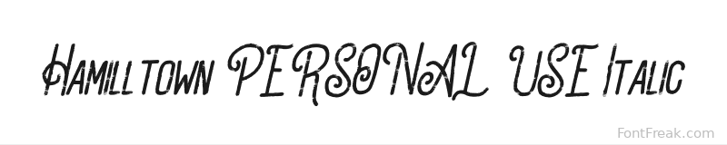 Hamilltown PERSONAL USE Italic font preview