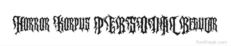 Horror Korpus PERSONAL Regular font preview
