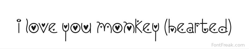 I Love You Monkey (Hearted) font preview