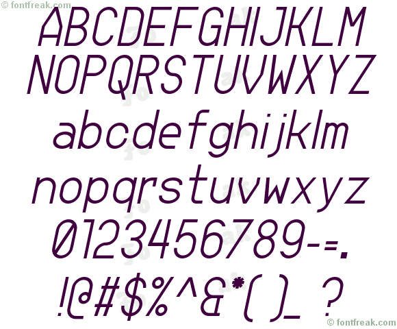 Jupiteroid Light Italic — all characters