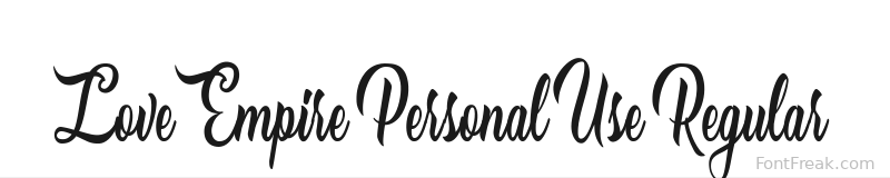 Love Empire Personal Use Regular font preview