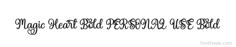 Magic Heart Bold PERSONAL USE Bold font preview