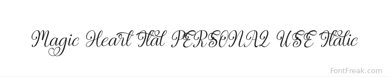 Magic Heart Ital PERSONAL USE Italic font preview