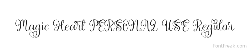 Magic Heart PERSONAL USE Regular font preview