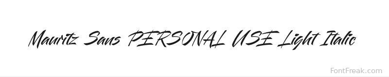 Mauritz Sans PERSONAL USE Light Italic font preview