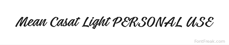Mean Casat Light PERSONAL USE font preview