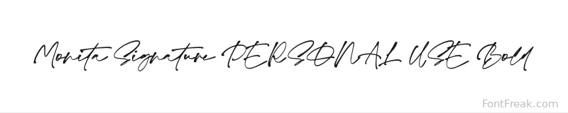Monita Signature PERSONAL USE Bold font preview