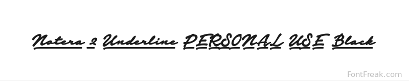 Notera 2 Underline PERSONAL USE Black font preview