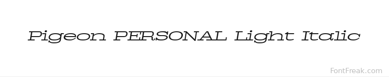 Pigeon PERSONAL Light Italic font preview
