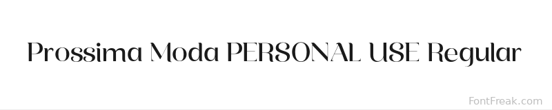 Prossima Moda PERSONAL USE Regular font preview