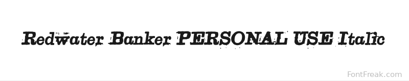 Redwater Banker PERSONAL USE Italic font preview