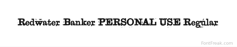 Redwater Banker PERSONAL USE Regular font preview