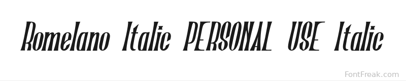 Romelano Italic PERSONAL USE Italic font preview