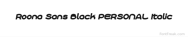 Roona Sans Black PERSONAL Italic font preview