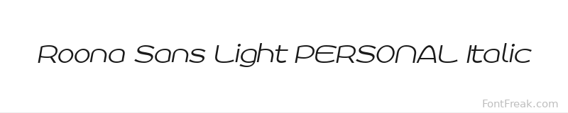 Roona Sans Light PERSONAL Italic font preview