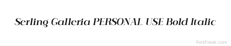 Serling Galleria PERSONAL USE Bold Italic font preview