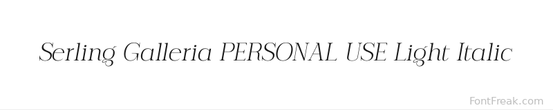 Serling Galleria PERSONAL USE Light Italic font preview