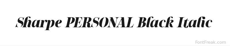 Sharpe PERSONAL Black Italic font preview