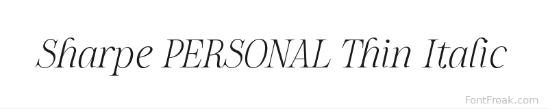 Sharpe PERSONAL Thin Italic font preview