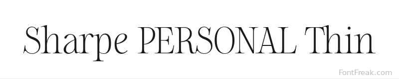 Sharpe PERSONAL Thin font preview
