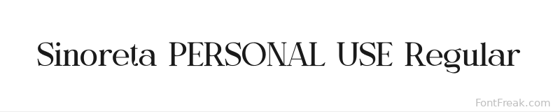 Sinoreta PERSONAL USE Regular font preview