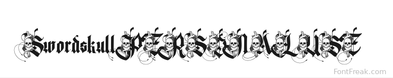 Swordskull PERSONAL USE font preview