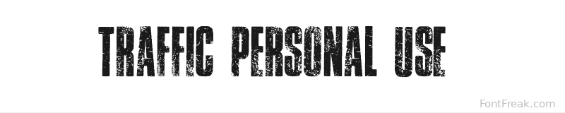 TRAFFIC PERSONAL USE  font preview