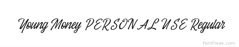 Young Money PERSONAL USE Regular font preview